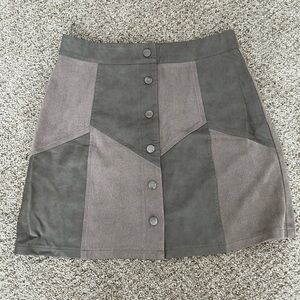 She + Sky Sage Gray/Green Leather Skirt
